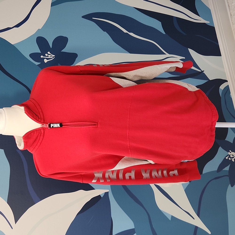 PINK VS red and grey pullover sweatshirt size Medium